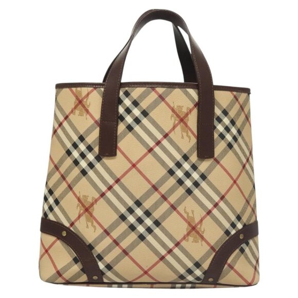 BURBERRY Nova Check Hand Bag PVC Beige Auth 121465 - Picture 3 of 16